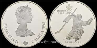 CANADA - K-0148- 20 Dólar 1986 CALGARY. PLATA - PROOF