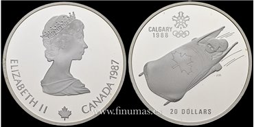 CANADA - K-0160- 20 Dólar 1987 CALGARY. PLATA - PROOF