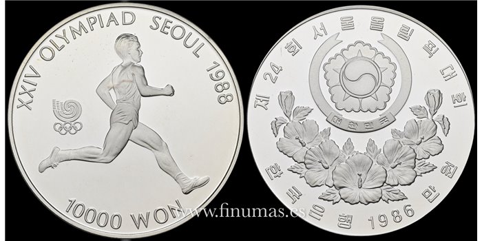 COREA DEL SUR - K-056 10,000 Won 1986 SEUL. Plata - Proof