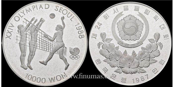COREA DEL SUR - K-063 10,000 Won 1987 SEUL. Plata - Proof