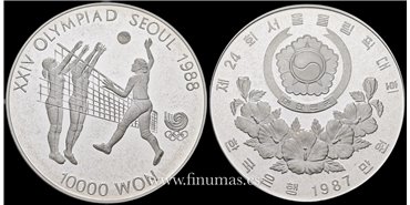 COREA DEL SUR - K-063 10,000 Won 1987 SEUL. Plata - Proof