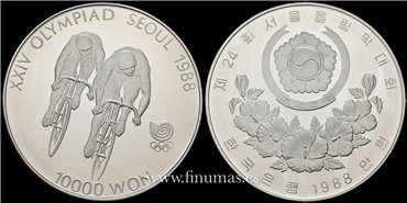 COREA DEL SUR - K-076 10,000 Won 1988 SEUL. Plata - Proof