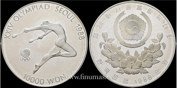 COREA DEL SUR - K-074 10,000 Won 1988 SEUL. Plata - Proof