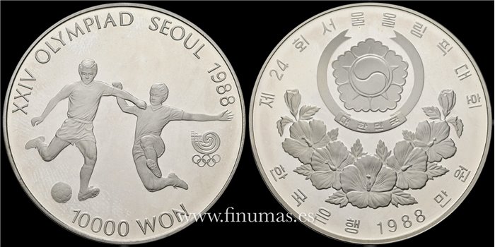 COREA DEL SUR - K-077 10,000 Won 1988 SEUL. Plata - Proof
