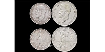 RUMANIA - K-043 1 Leu y 2 Lei 1946. Plata - MBC 2 piezas