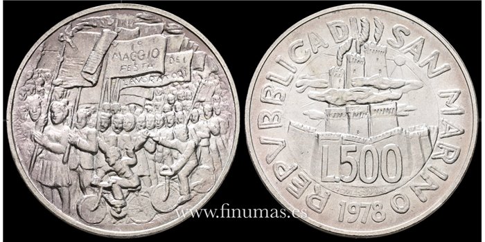SAN MARINO - K-084 500 Liras 1978. Plata - SC