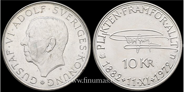 SUECIA - K-847 10 Kronor 1972 . Plata- EBC