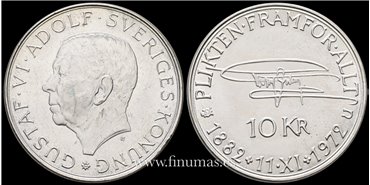 SUECIA - K-847 10 Kronor 1972 . Plata- EBC