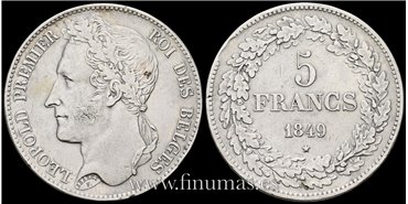BELGICA - K-003.2 - 5 Francos 1849 - MBC+ 