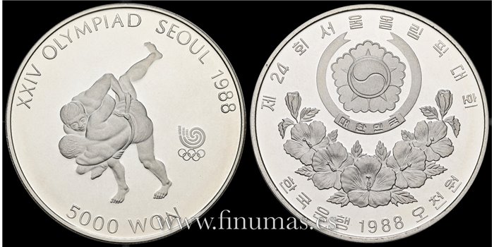 COREA DEL SUR - K-070 -5000 Won 1988 PROOF - PLATA