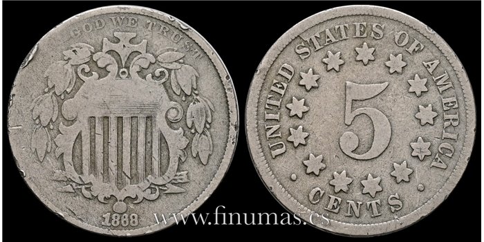 ESTADOS UNIDOS - K-097 - 5 Centavos 1868 - M.C - PLATA