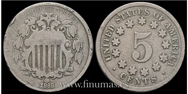 ESTADOS UNIDOS - K-097 - 5 Centavos 1868 - M.C - PLATA