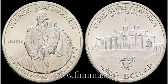 ESTADOS UNIDOS - K-208 - 1/2 Dolar 1982 D. WASHINGTON - SC