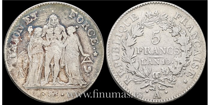 FRANCIA - K-639.1 - 5 Francos ANO 10 - BC