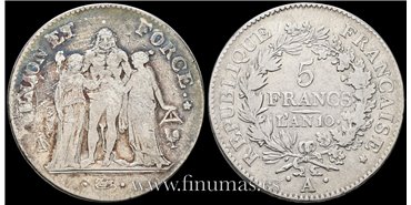 FRANCIA - K-639.1 - 5 Francos ANO 10 - BC