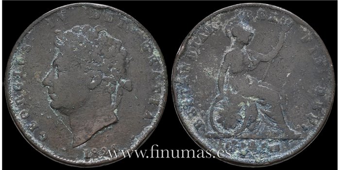 GRAN BRETAÑA - K-0692 - 1/2 Penny 1826 George IV - RC