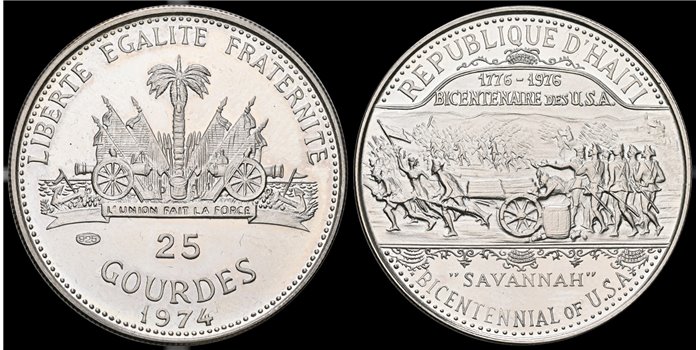 HAITI - K-112 25 Guldes 1974 - PROOF PLATA