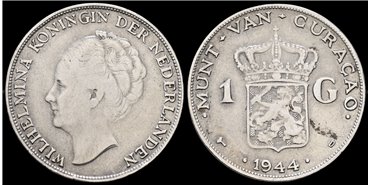 HOLANDA CURACAO - K-045. 1 Gulden 1944 - MBC PLATA 
