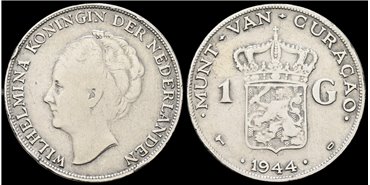 HOLANDA CURACAO - K-045. 1 Gulden 1944 - MBC- PLATA