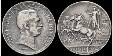 ITALIA  - K-046- 5 LIRAS 1915R -MBC- Plata