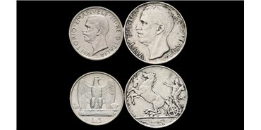 ITALIA  - K-067L1- 5 y 10 LIRAS 1927 -MBC- Plata 2 piezas