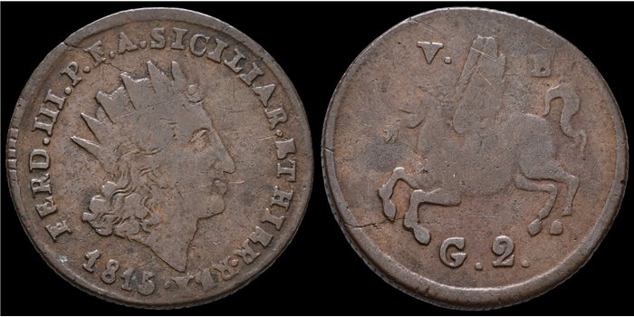ITALIA-SICILIA - K-249- 2 Grani 1815 vb  - BC - Cobre