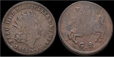 ITALIA-SICILIA - K-249- 2 Grani 1815 vb  - BC - Cobre