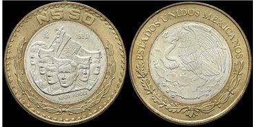 MEXICO - K-571 -20 N. Pesos 1993 Bimetelica con centro de plata S.C