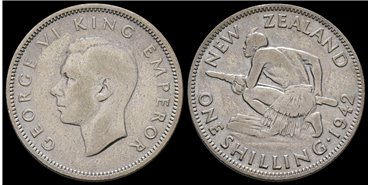 NUEVA ZELANDA - K-010 -1 Schiling 1942 MBC - PLATA
