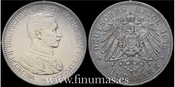 ALEMANIA - PRUSIA  K-536 - 5  Marcos 1913 A - EBC Plata 