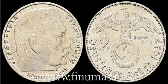  ALEMANIA - III REICH - K-093 - 2 R.Marcos 1937 G -MBC+ plata 