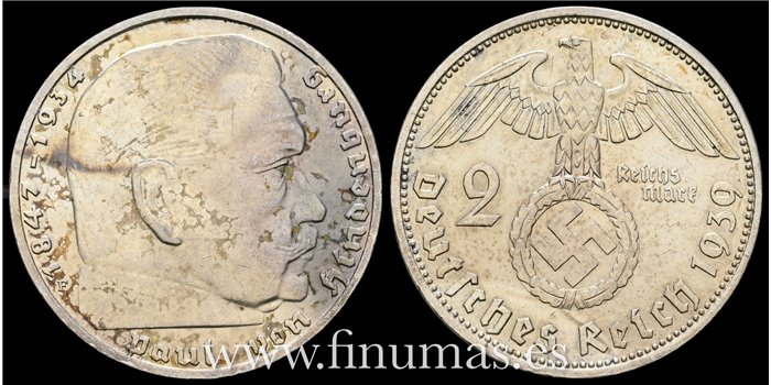  ALEMANIA - III REICH - K-093 - 2 R.Marcos 1939 F -MBC+ plata 