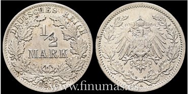 ALEMANIA IMPERIO - K-A1M-007 - 1/2 Marco1916 A.  EBC - plata 