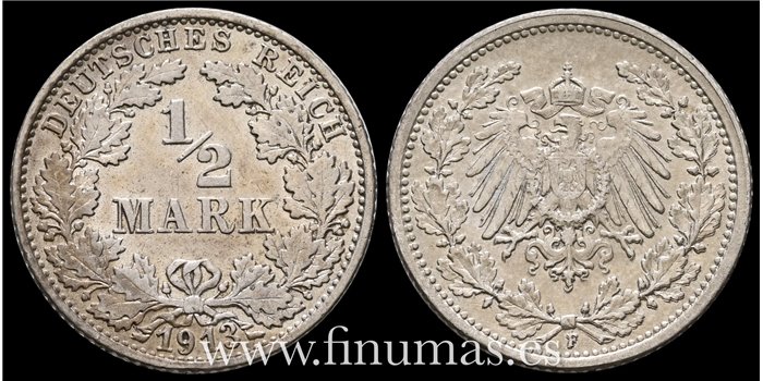 ALEMANIA IMPERIO - K-A1M-017 -1/2 Marco1916 A.  EBC- - plata 