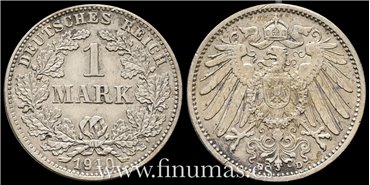 ALEMANIA IMPERIO - K-AM-014-1 Marcos 1910 D    MBC - plata 