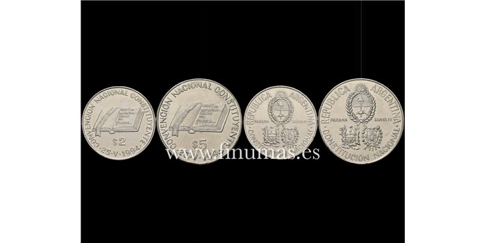 ARGENTINA - K-114y115. 2 y 5 Pesos1994. 2 Piezas SC