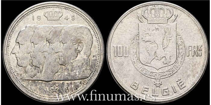 BELGICA - K-139 - 100 Francos 1949 - MBC+ PLATA 