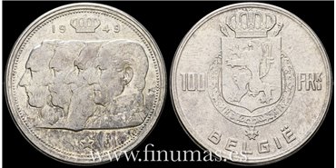 BELGICA - K-139 - 100 Francos 1949 - MBC+ PLATA 