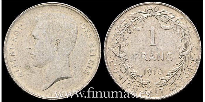 BELGICA - K-073 - 1 Francos 1910 - EBC PLATA 