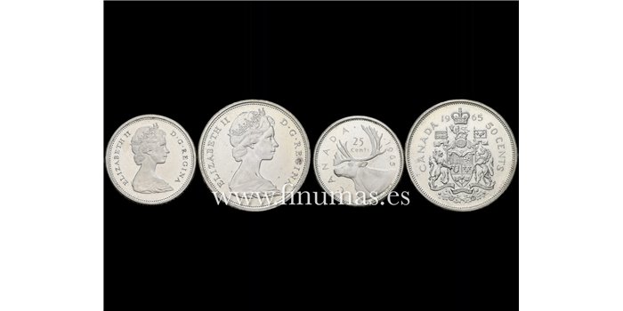 CANADÁ - K-0062-63- 25 y 50 Ctv.  1965. SC -2 PIEZAS PLATA