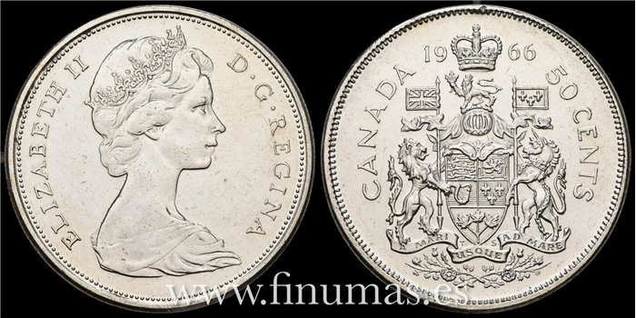 CANADÁ - K-0063-  50 Ctv.  1966. SC.  PLATA