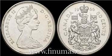CANADÁ - K-0063-  50 Ctv.  1966. SC.  PLATA