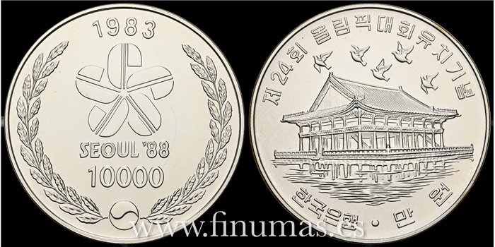 COREA DEL SUR - K-037  10.000 Won 1983 SC PLATA