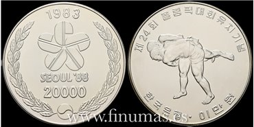 COREA DEL SUR - K-038  20.000 Won 1983 SC PLATA