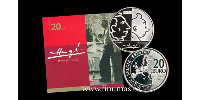 BELGIUM - K-262 - 20 EURO 2007 HERGÉ (TINTIN) PROOF - SILVER