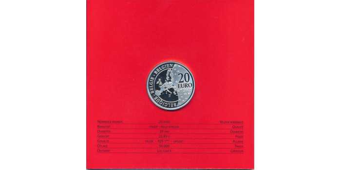 BELGIUM - K-262 - 20 EURO 2007 HERGÉ (TINTIN) PROOF - SILVER