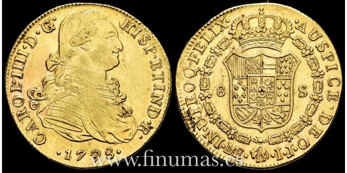 Cy13687.- Carlos IV 8 Escudos 1798 Lima I.J. EBC-. B.O.  - ORO