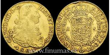 Cy13714.- Carlos IV 8 Escudos 1801 Nuevo Reino J.J. MBC  - ORO