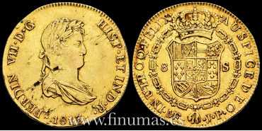 Cy15531.- Fernando VII 8 Escudos 1813 Lima J.P. MBC+ -ORO