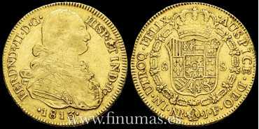 Cy15534.1.- Fernando VII 8 Escudos 1813 Nuevo Reino J.F. MBC  ORO